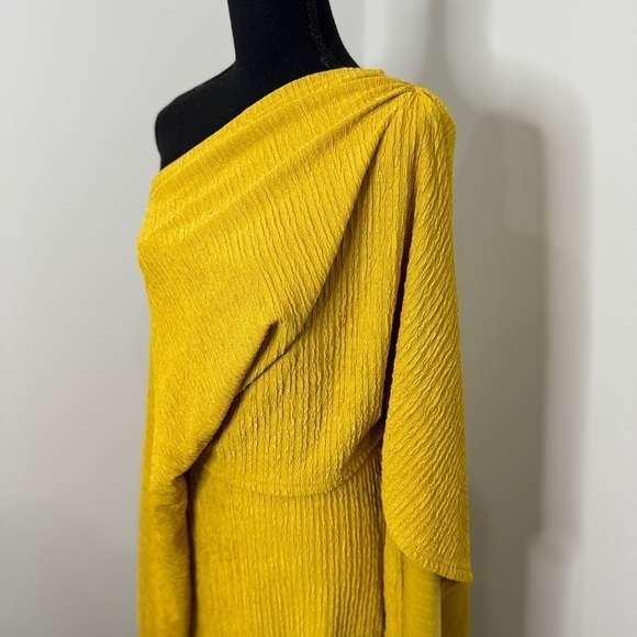 SHEIN Yellow Long Sleeve Cape Formal Dress (L) - Picture 3 of 10